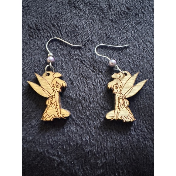 Wooden‎ Tinkerbell Earrings - Picture 1 of 2